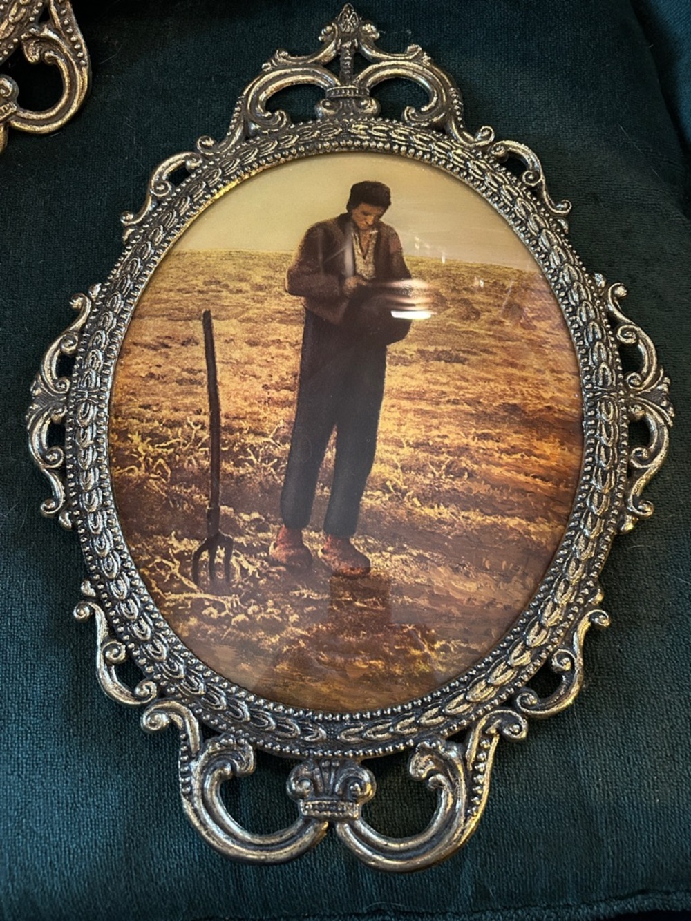 Convex Bubble Glass framed prints of The Angelus Peasant Farmers - Picture 5 of 9